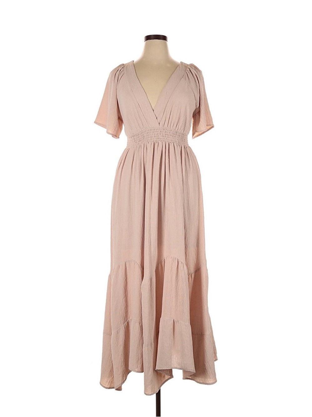 Baltic Born Blush Maxi Dress with V-Neck and Smocked Waistband